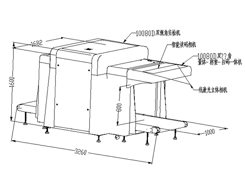 LD-10080G雙視角X光安檢機尺寸