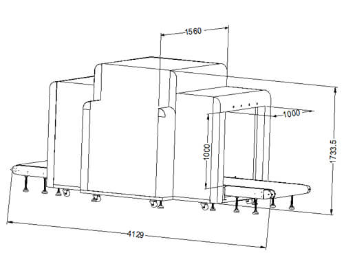 LD-100100D雙視角X光安檢機尺寸