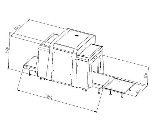 LD-10080D雙視角通道式X光安檢機尺寸